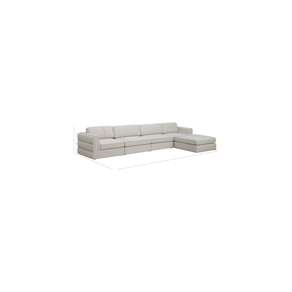 Beckham Beige Durable Linen Textured Fabric Modular Sectional