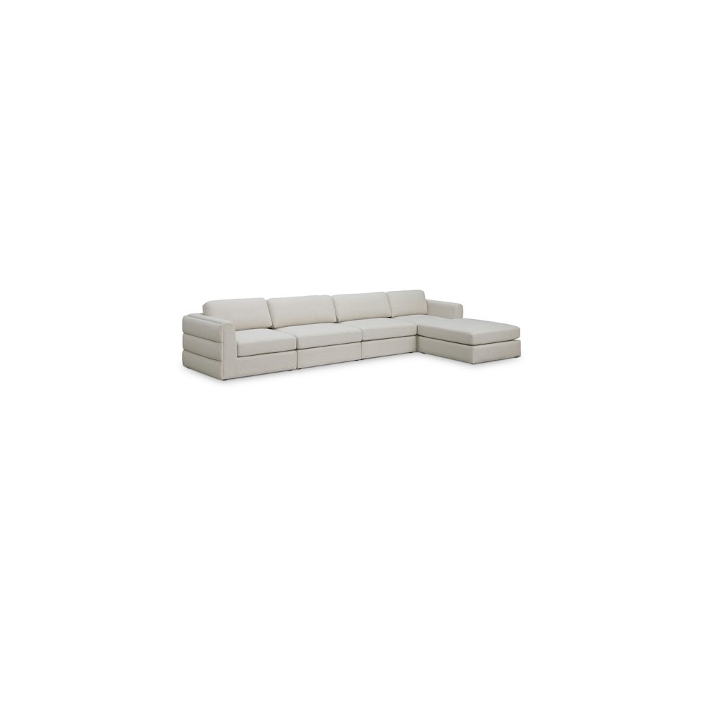 Beckham Beige Durable Linen Textured Fabric Modular Sectional