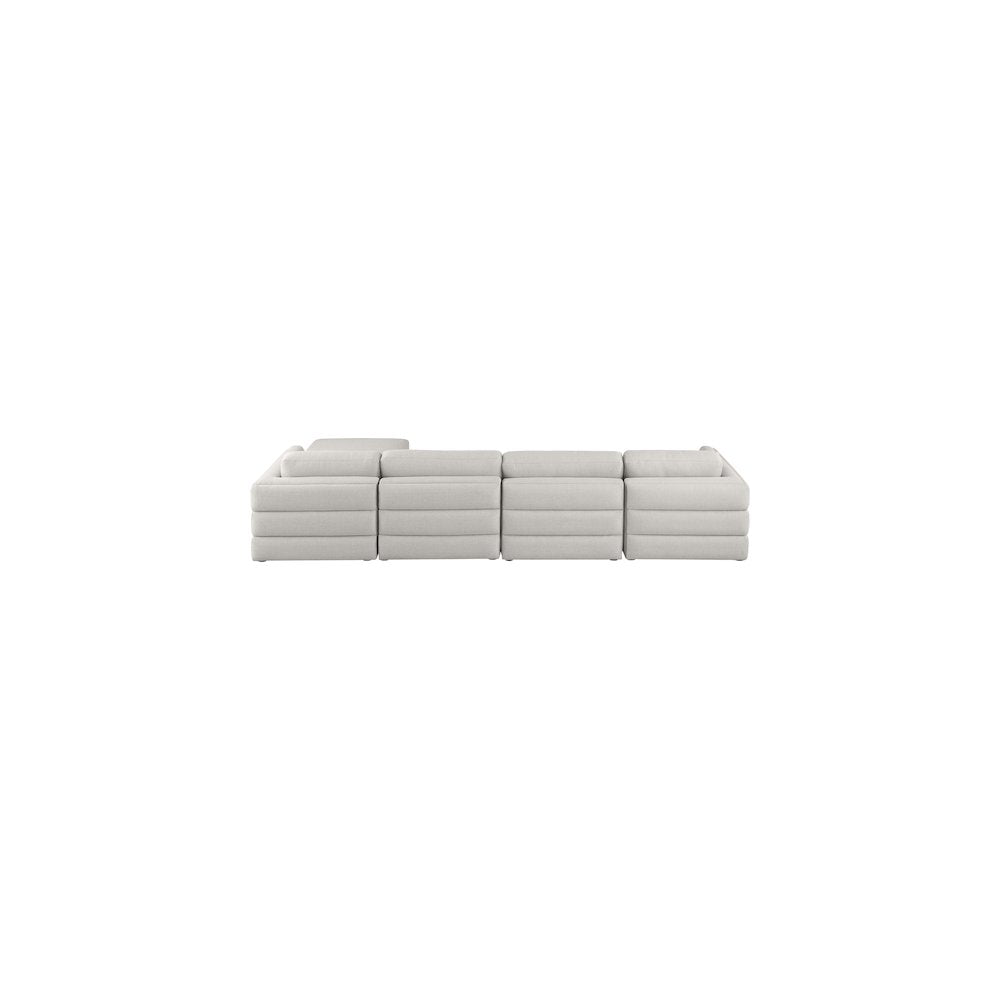 Beckham Beige Durable Linen Textured Fabric Modular Sectional