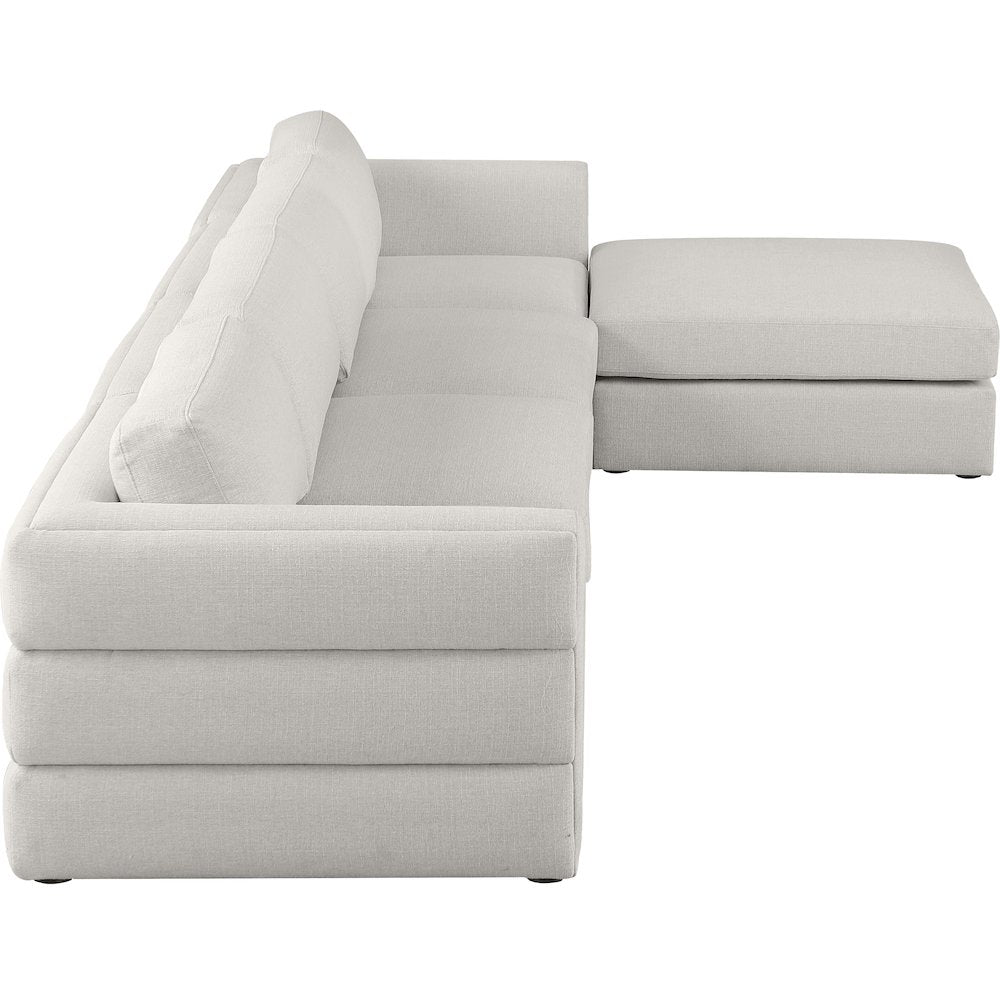 Beckham Beige Durable Linen Textured Fabric Modular Sectional