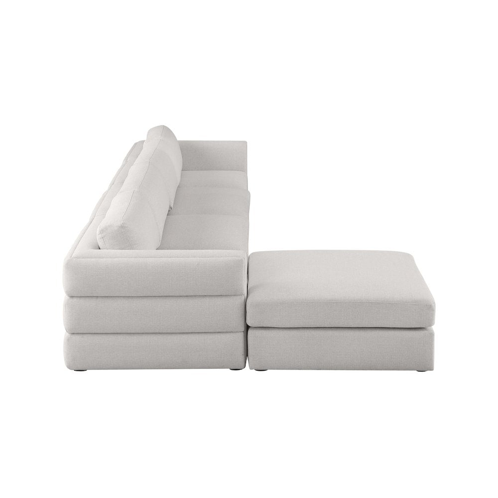 Beckham Beige Durable Linen Textured Fabric Modular Sectional
