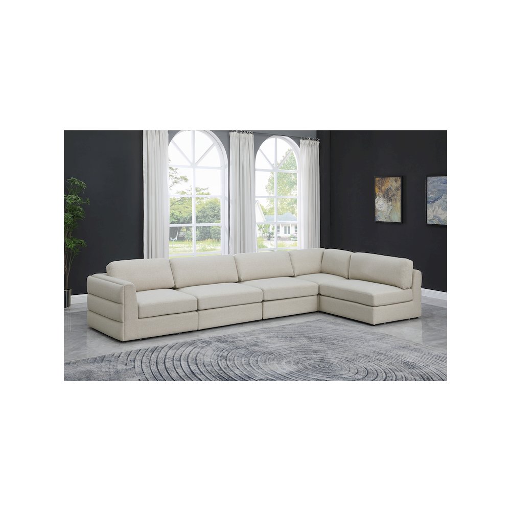Beckham Beige Durable Linen Textured Fabric Modular Sectional