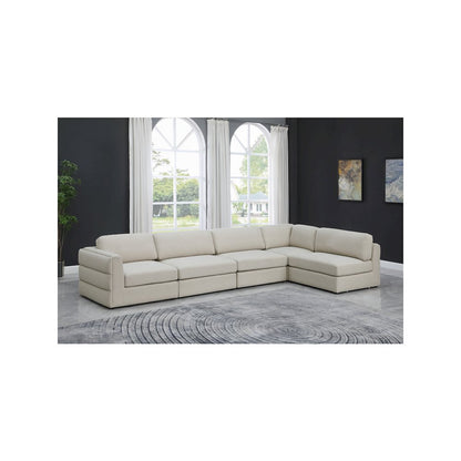 Beckham Beige Durable Linen Textured Fabric Modular Sectional