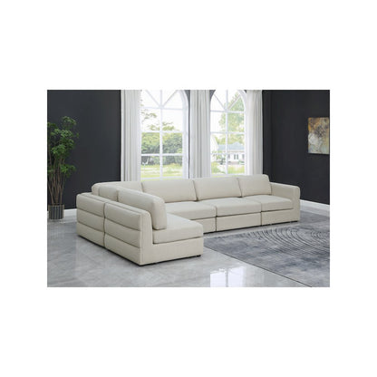 Beckham Beige Durable Linen Textured Fabric Modular Sectional