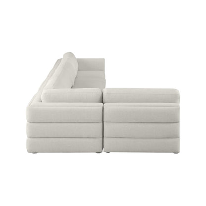 Beckham Beige Durable Linen Textured Fabric Modular Sectional