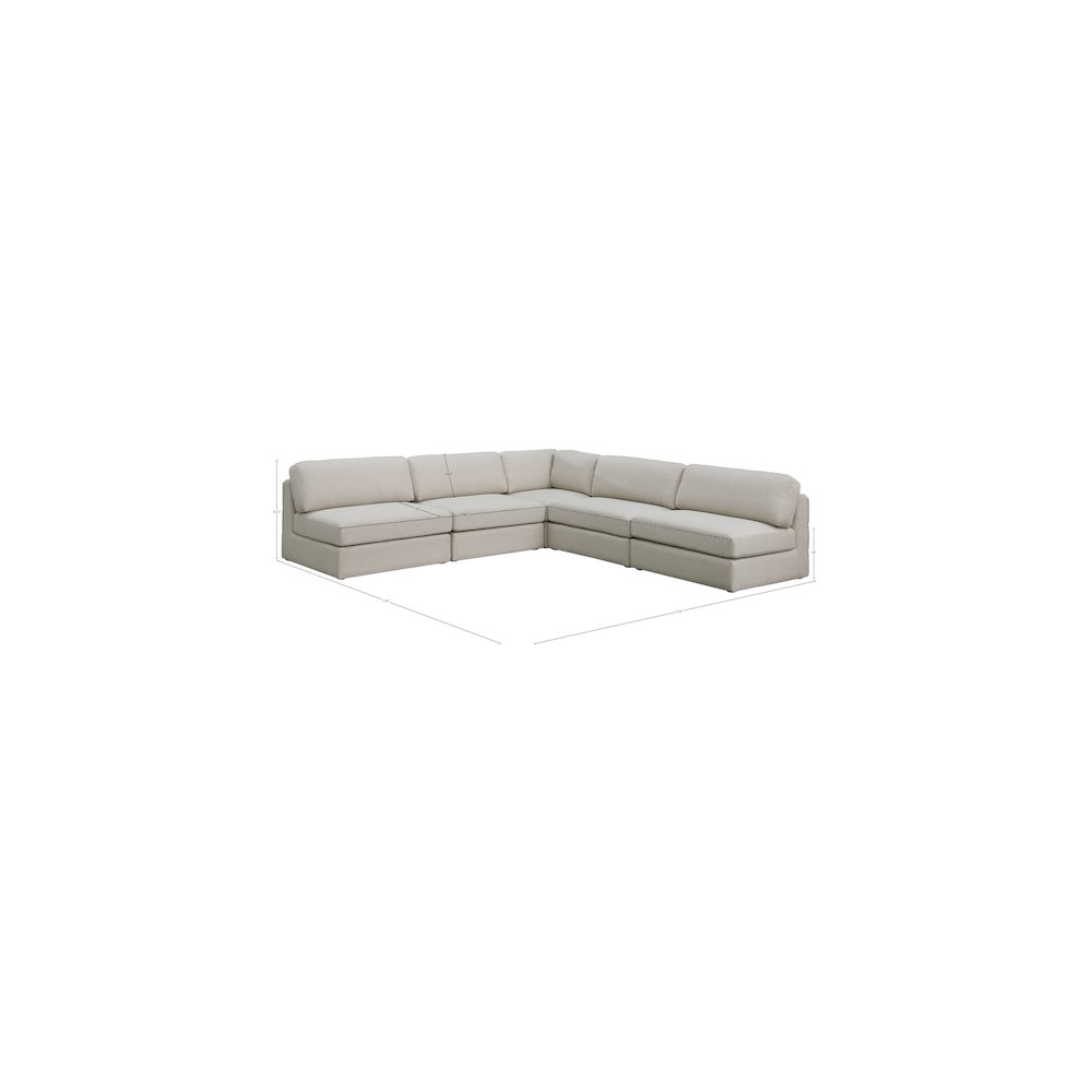 Beckham Beige Durable Linen Textured Fabric Modular Sectional