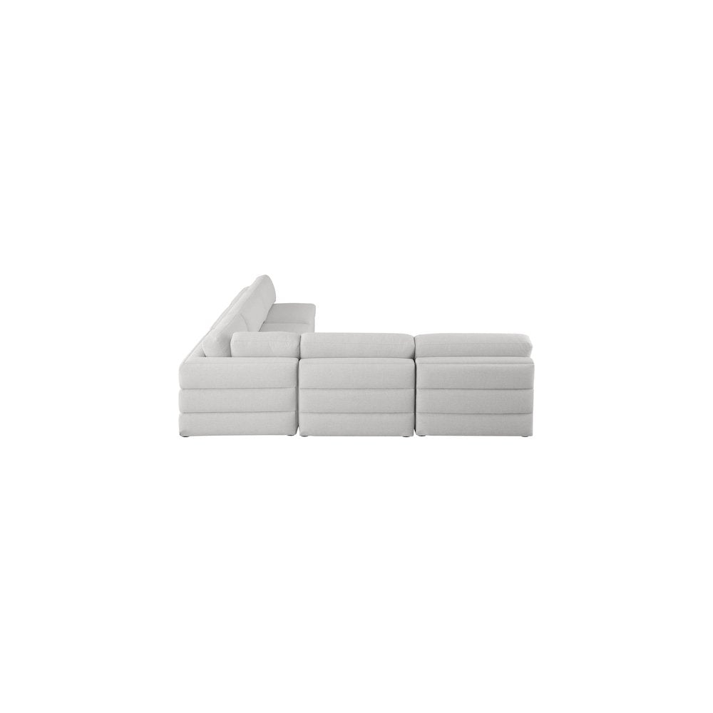 Beckham Beige Durable Linen Textured Fabric Modular Sectional