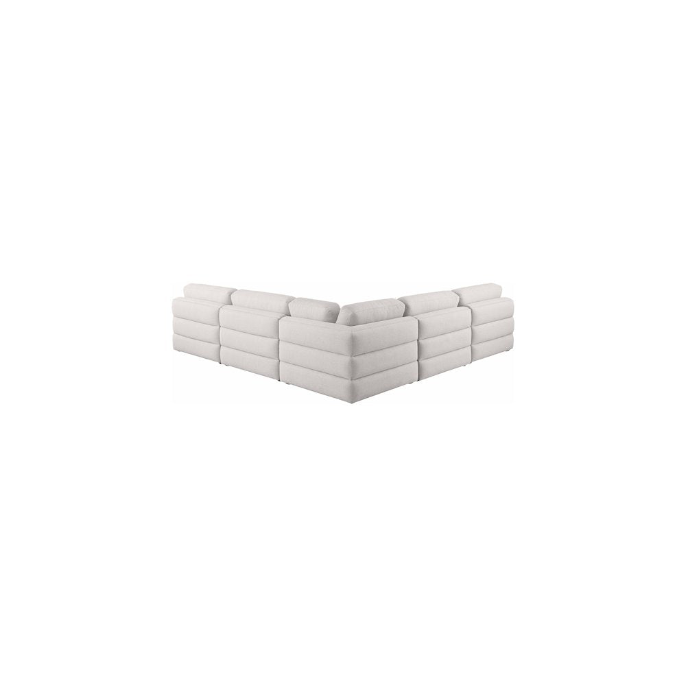 Beckham Beige Durable Linen Textured Fabric Modular Sectional