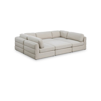 Beckham Beige Durable Linen Textured Fabric Modular Sectional
