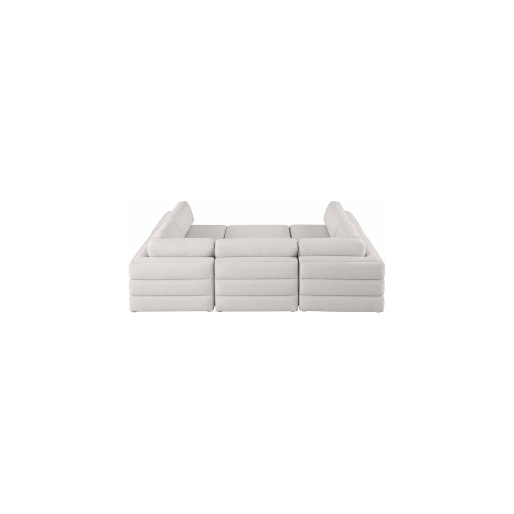 Beckham Beige Durable Linen Textured Fabric Modular Sectional