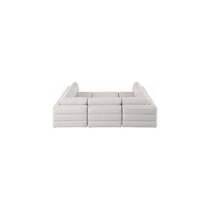 Beckham Beige Durable Linen Textured Fabric Modular Sectional