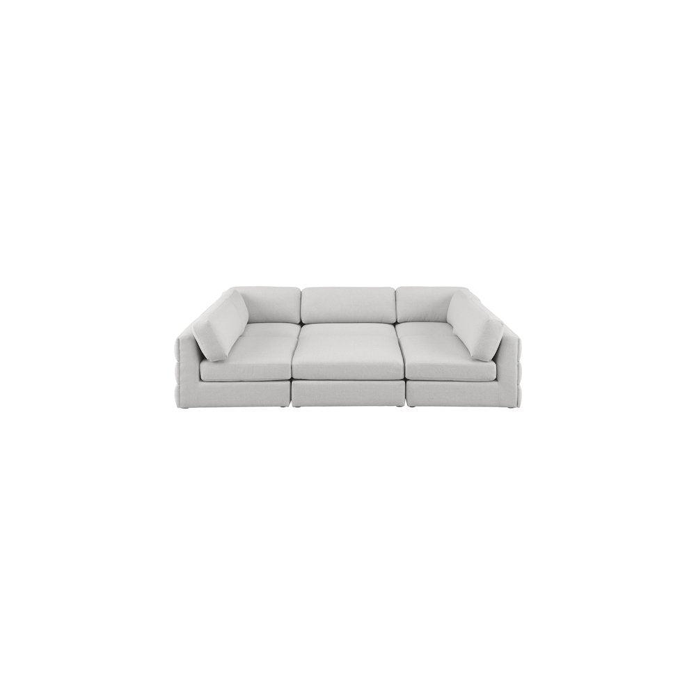 Beckham Beige Durable Linen Textured Fabric Modular Sectional