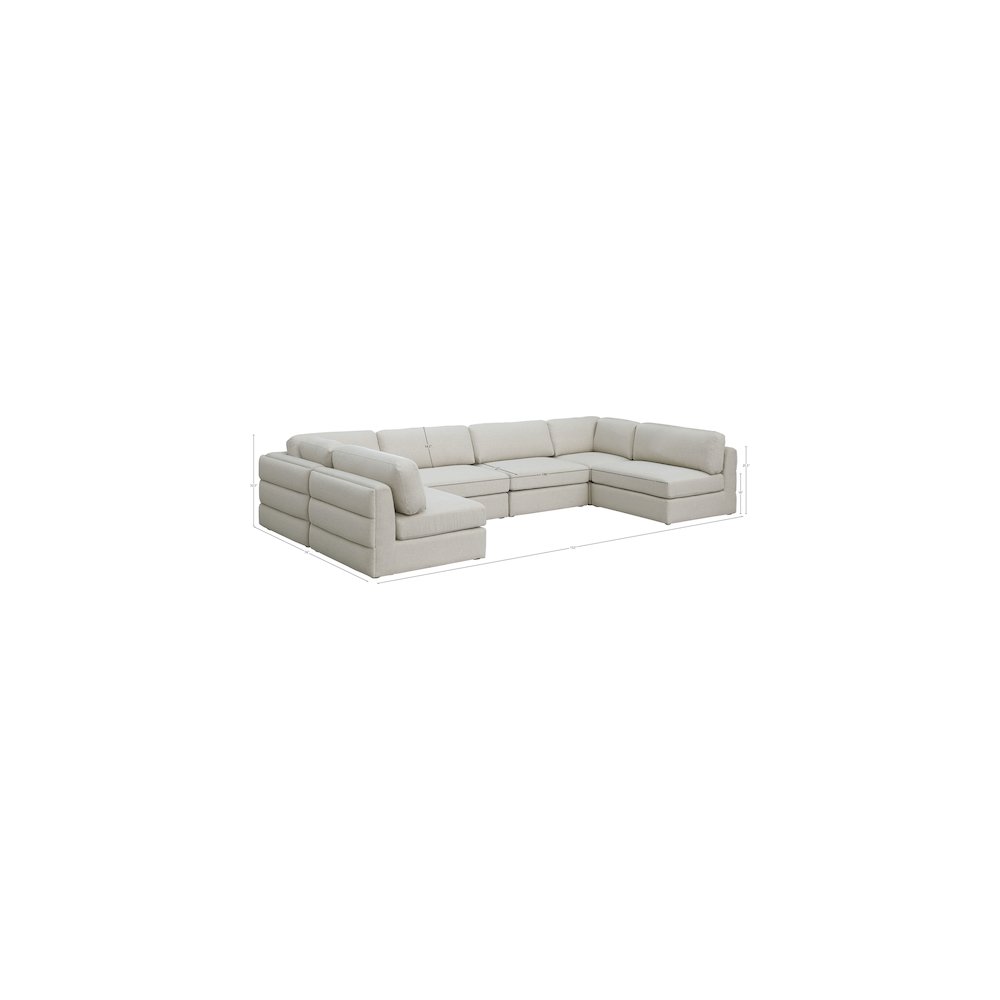 Beckham Beige Durable Linen Textured Fabric Modular Sectional
