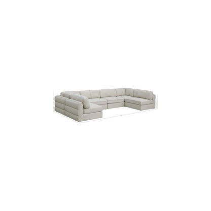 Beckham Beige Durable Linen Textured Fabric Modular Sectional