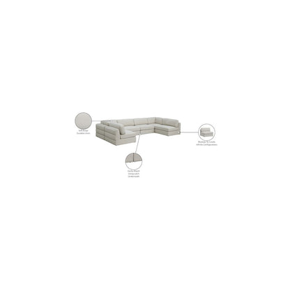 Beckham Beige Durable Linen Textured Fabric Modular Sectional