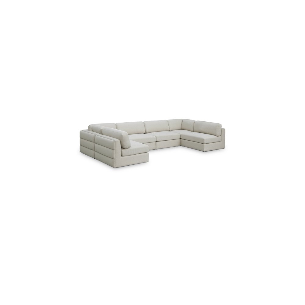Beckham Beige Durable Linen Textured Fabric Modular Sectional