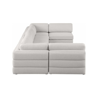 Beckham Beige Durable Linen Textured Fabric Modular Sectional