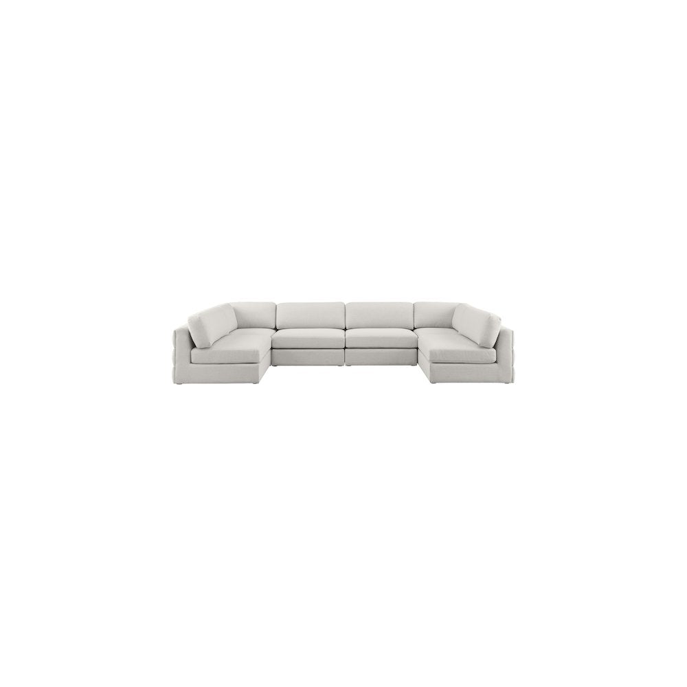 Beckham Beige Durable Linen Textured Fabric Modular Sectional