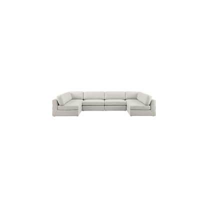 Beckham Beige Durable Linen Textured Fabric Modular Sectional