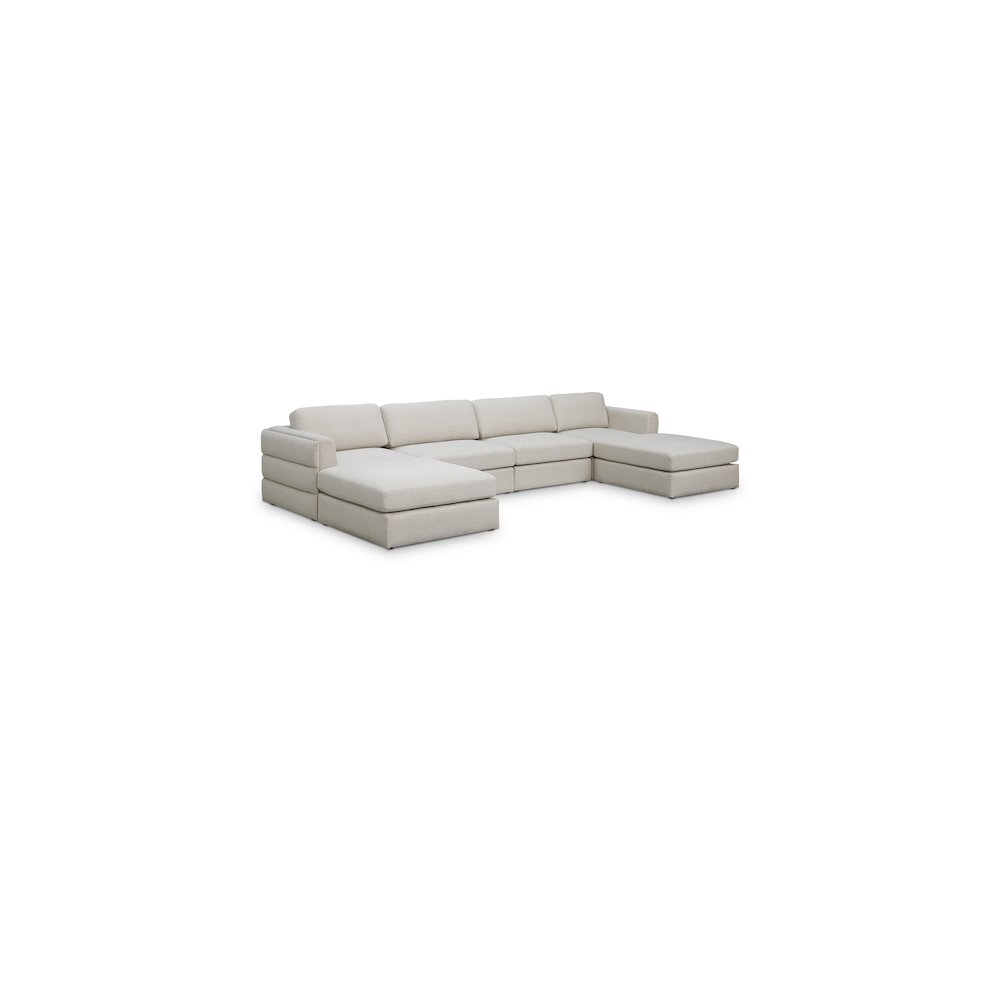 Beckham Beige Durable Linen Textured Fabric Modular Sectional