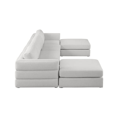 Beckham Beige Durable Linen Textured Fabric Modular Sectional