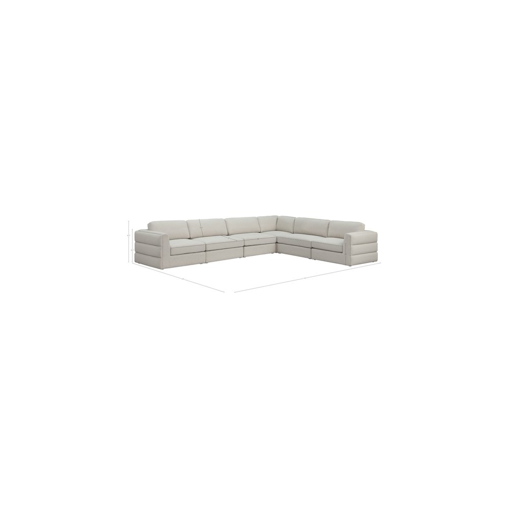 Beckham Beige Durable Linen Textured Fabric Modular Sectional