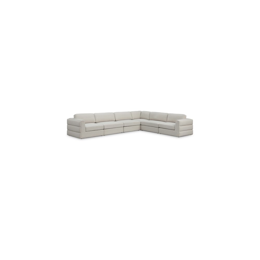 Beckham Beige Durable Linen Textured Fabric Modular Sectional