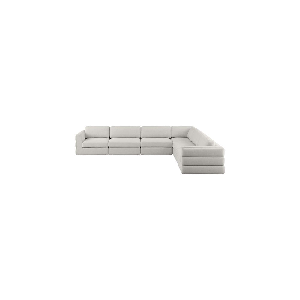 Beckham Beige Durable Linen Textured Fabric Modular Sectional