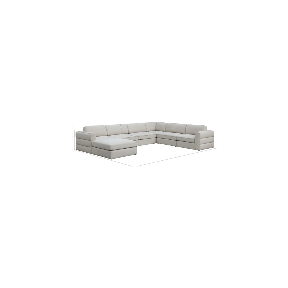 Beckham Beige Durable Linen Textured Fabric Modular Sectional