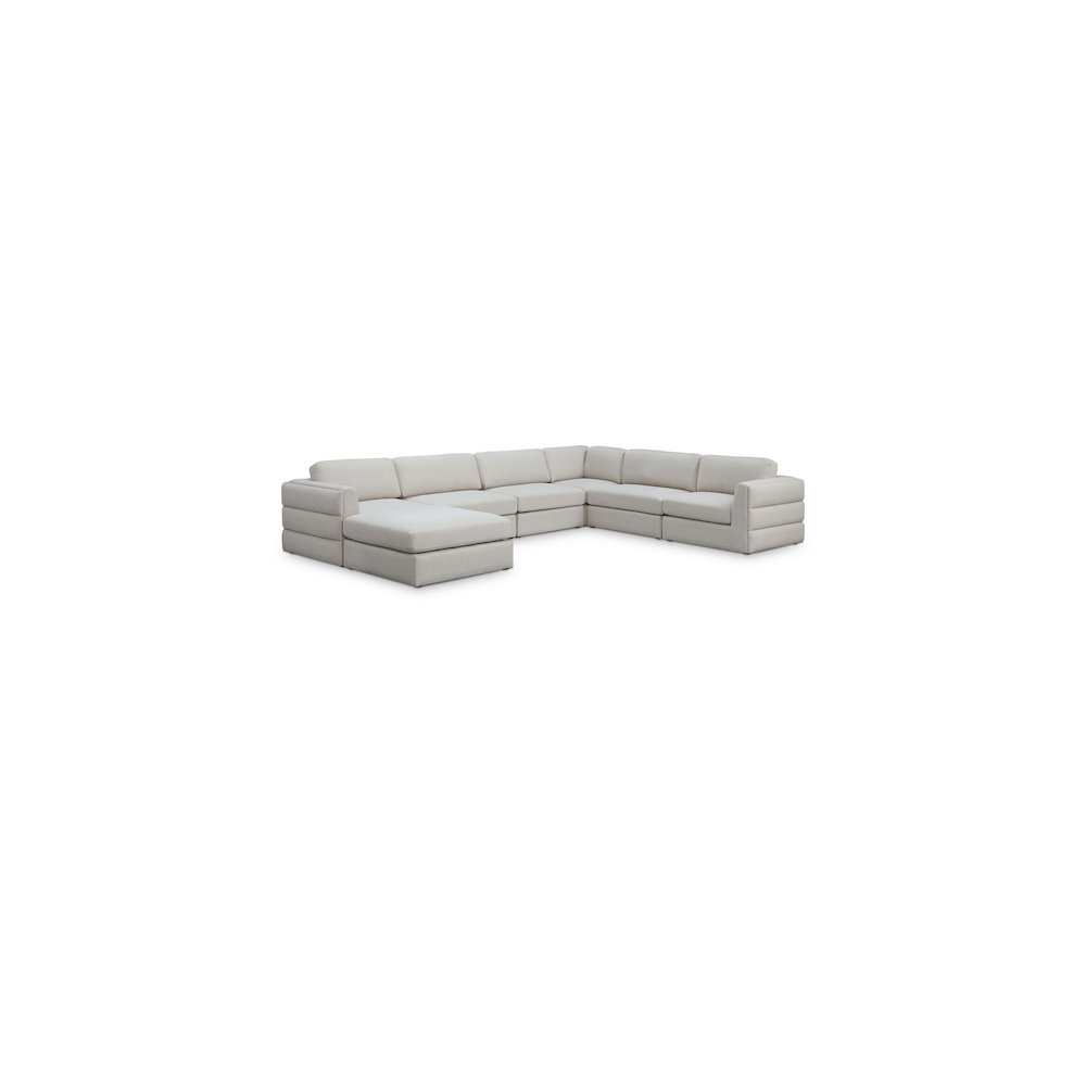 Beckham Beige Durable Linen Textured Fabric Modular Sectional