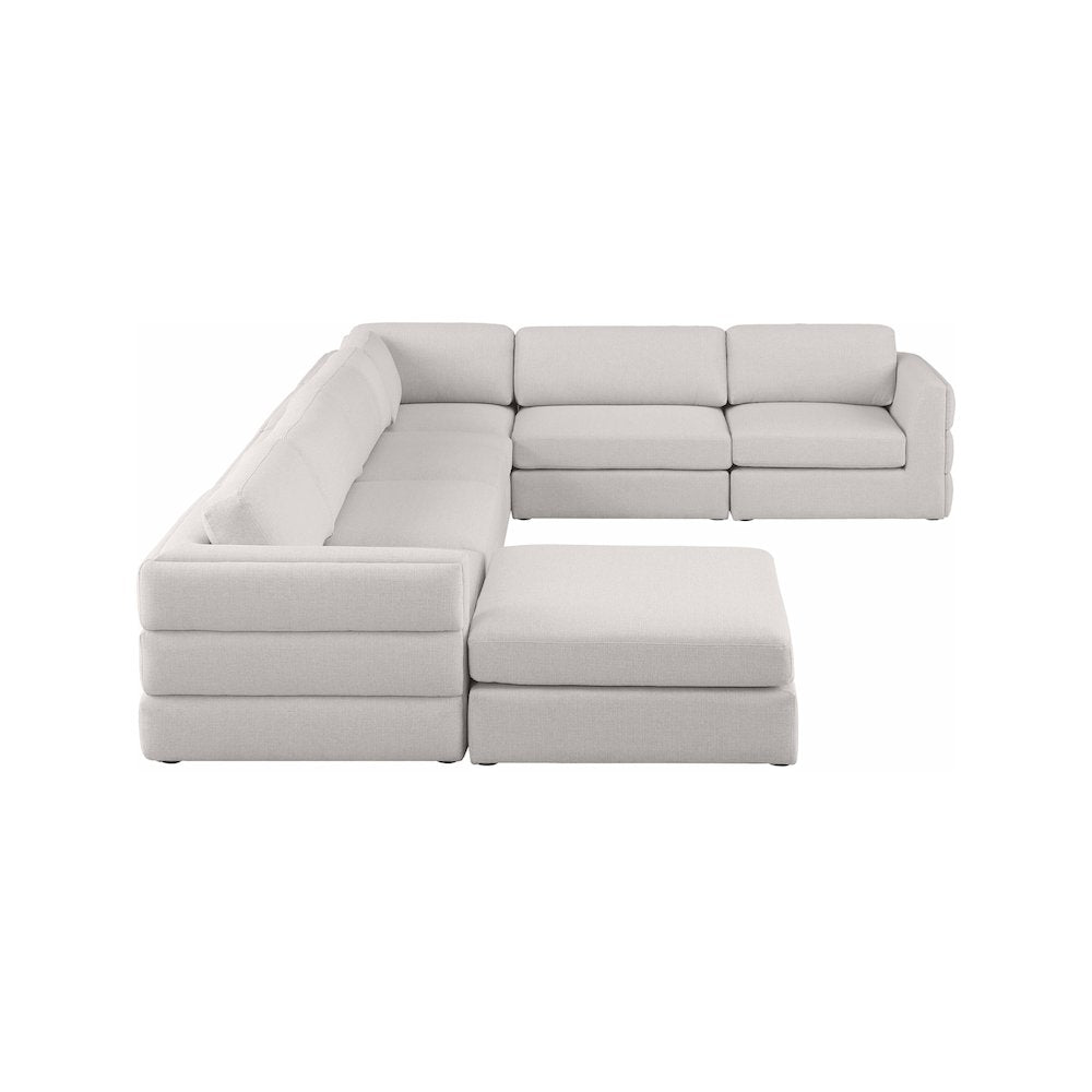 Beckham Beige Durable Linen Textured Fabric Modular Sectional
