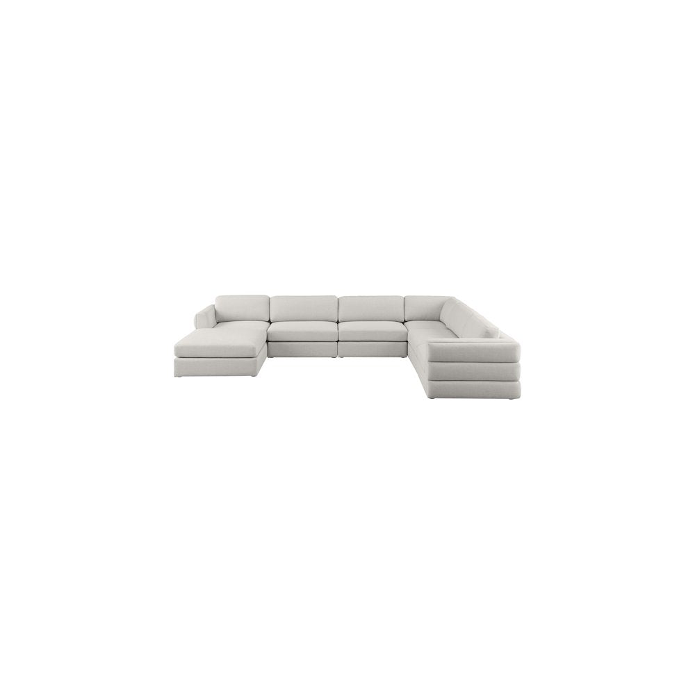 Beckham Beige Durable Linen Textured Fabric Modular Sectional