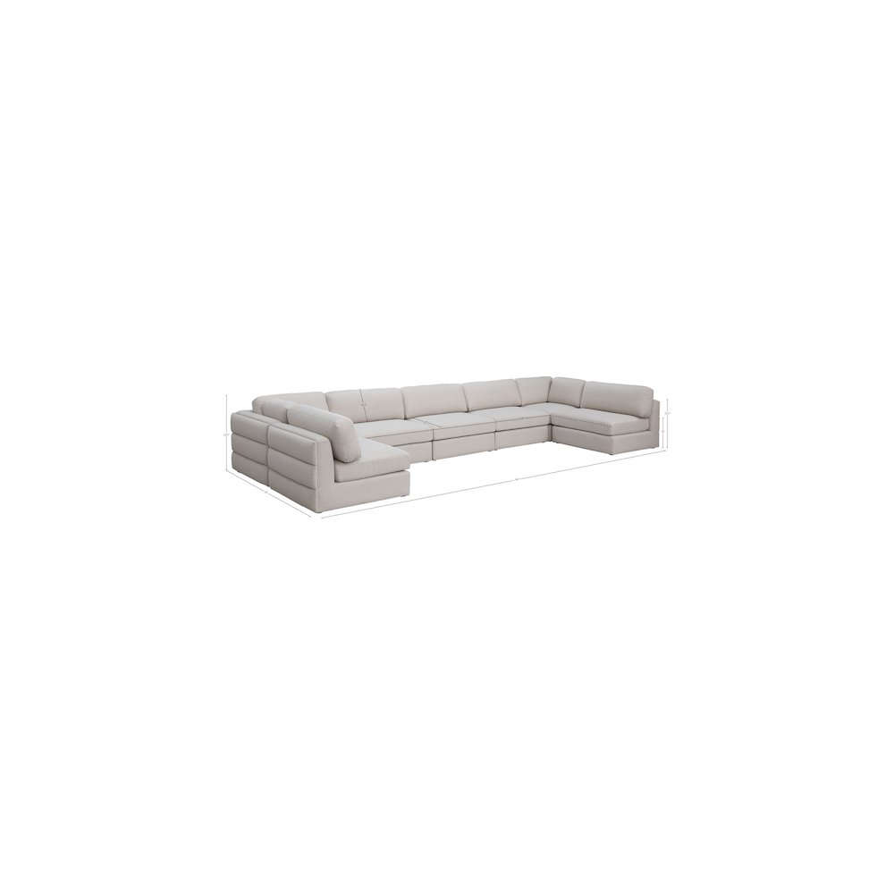 Beckham Beige Durable Linen Textured Fabric Modular Sectional