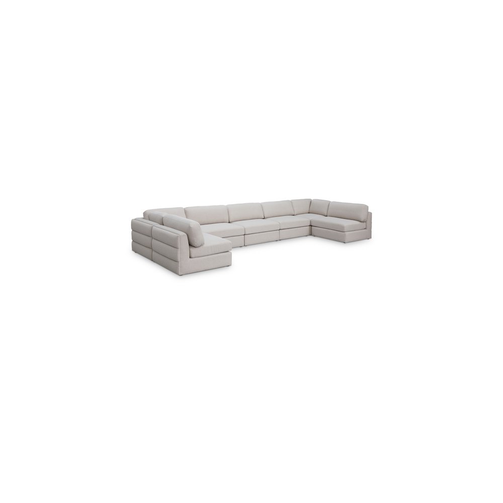 Beckham Beige Durable Linen Textured Fabric Modular Sectional