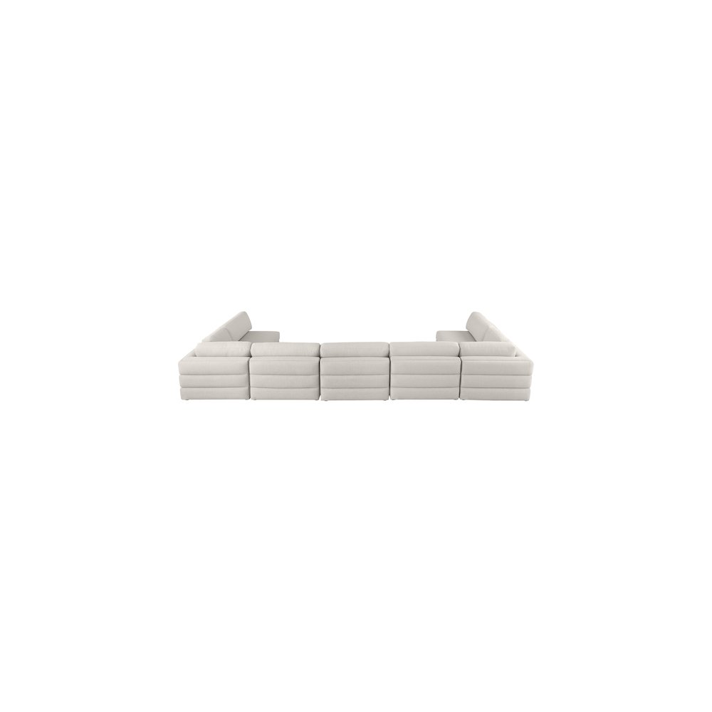 Beckham Beige Durable Linen Textured Fabric Modular Sectional