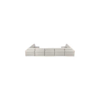 Beckham Beige Durable Linen Textured Fabric Modular Sectional