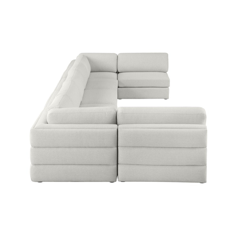 Beckham Beige Durable Linen Textured Fabric Modular Sectional