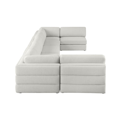 Beckham Beige Durable Linen Textured Fabric Modular Sectional