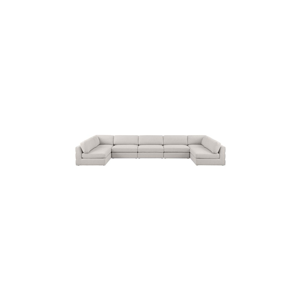 Beckham Beige Durable Linen Textured Fabric Modular Sectional