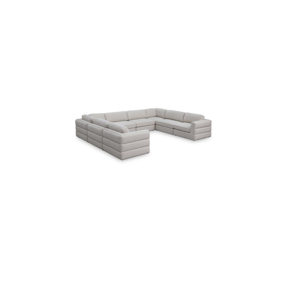 Beckham Beige Durable Linen Textured Fabric Modular Sectional