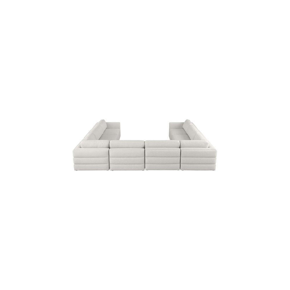 Beckham Beige Durable Linen Textured Fabric Modular Sectional