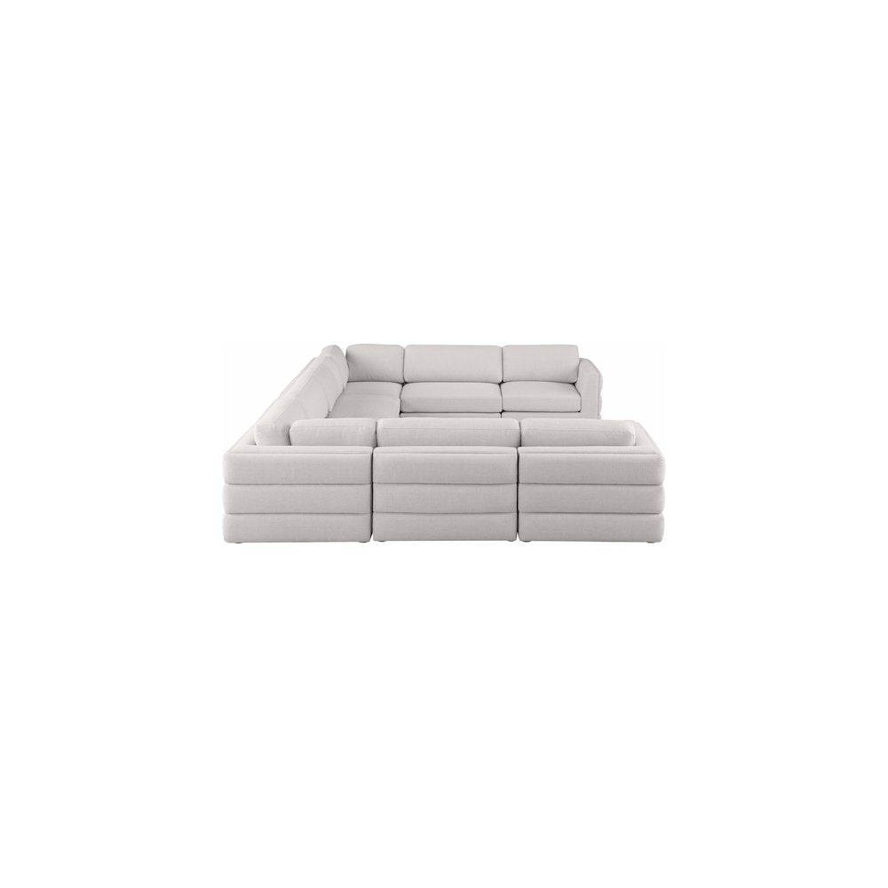 Beckham Beige Durable Linen Textured Fabric Modular Sectional