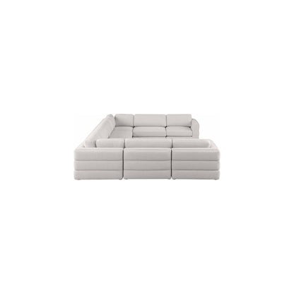 Beckham Beige Durable Linen Textured Fabric Modular Sectional