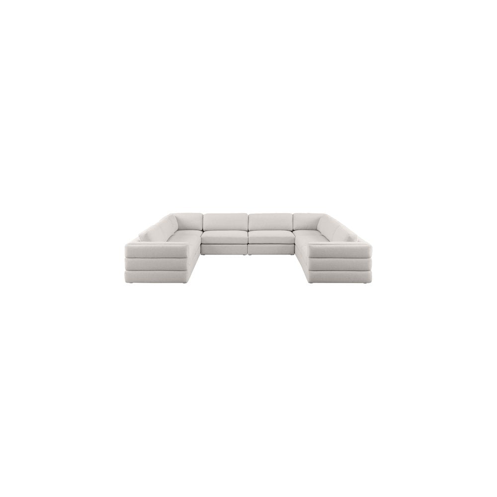 Beckham Beige Durable Linen Textured Fabric Modular Sectional