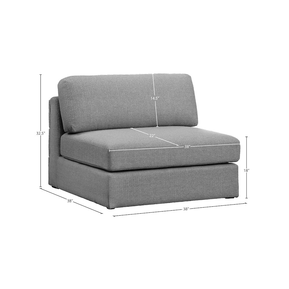 Beckham Grey Durable Linen Textured Fabric Armless