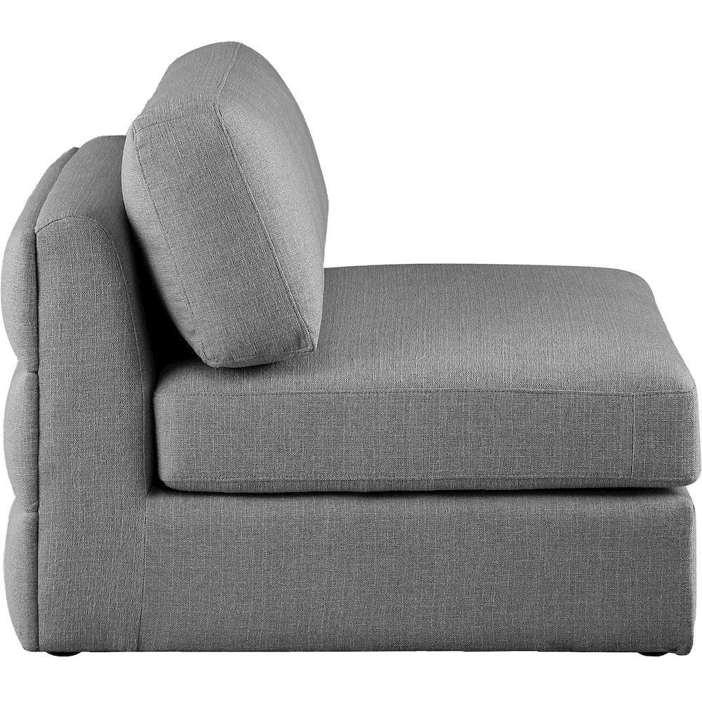 Beckham Grey Durable Linen Textured Fabric Armless
