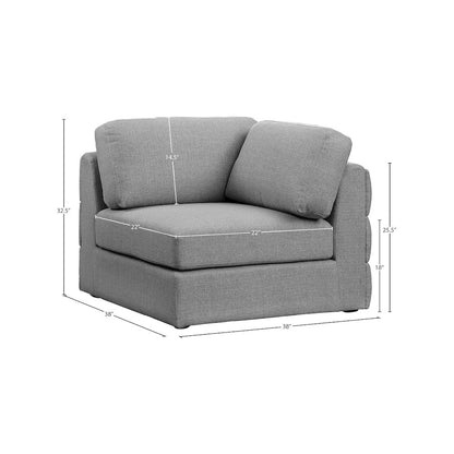 Beckham Grey Durable Linen Textured Fabric Corner