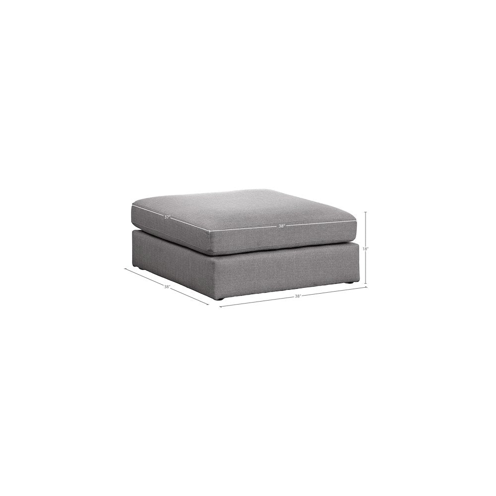 Beckham Grey Durable Linen Textured Fabric Ottoman
