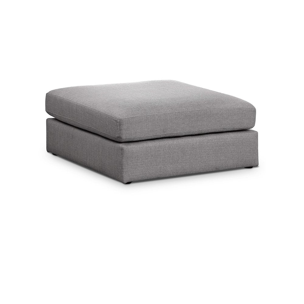 Beckham Grey Durable Linen Textured Fabric Ottoman