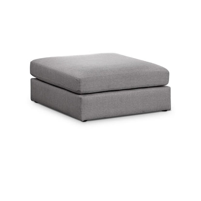 Beckham Grey Durable Linen Textured Fabric Ottoman